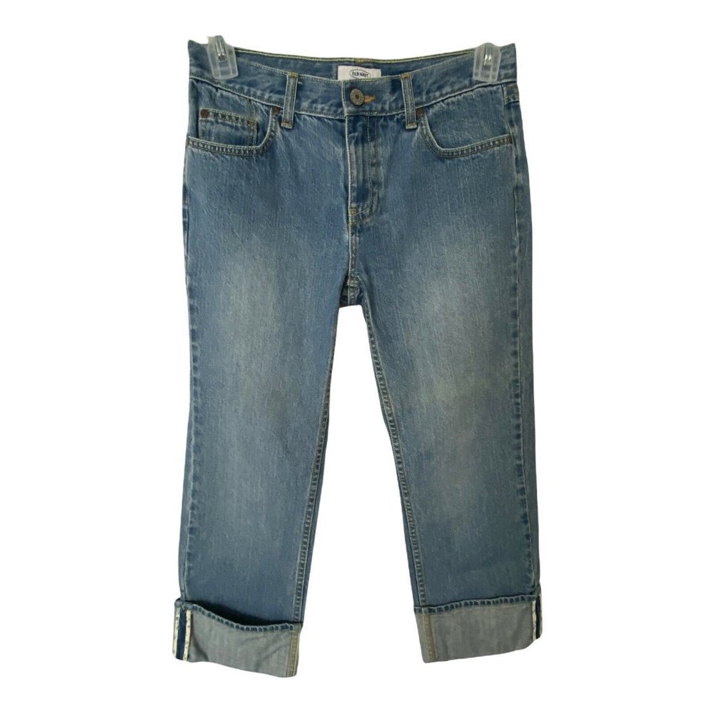 Old Navy Womens Jeans Size 4 Light Wash Crop Blue Denim Stretch Cuffed